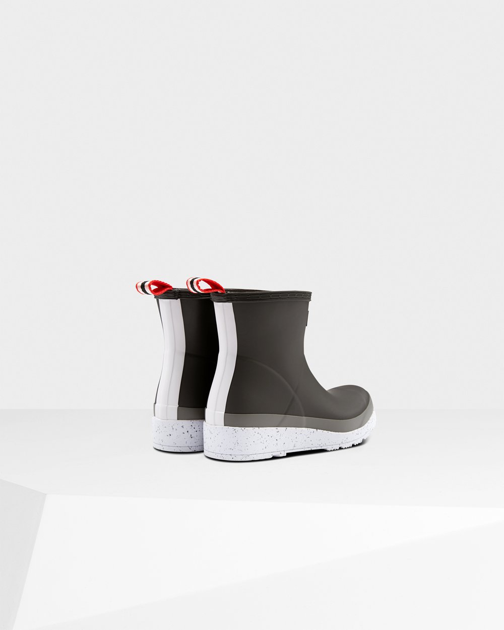 Womens Play Boots - Hunter Original Short Speckle Rain (85UBXDKYG) - Black/Grey